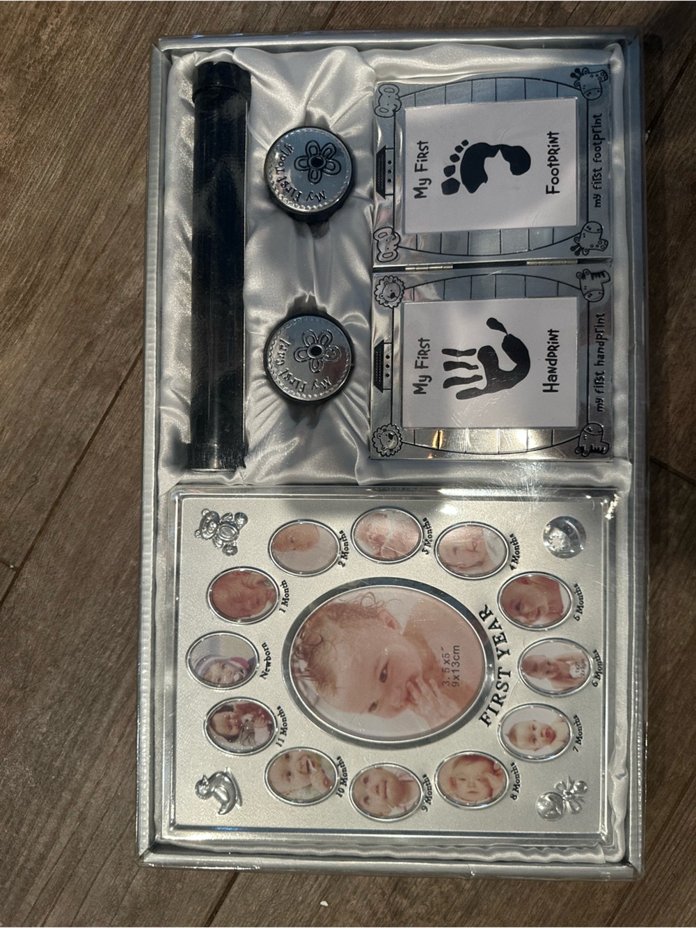 Collections Etc Baby Keepsake 5-Piece Silver-Tone Gift Set for First Year with F
